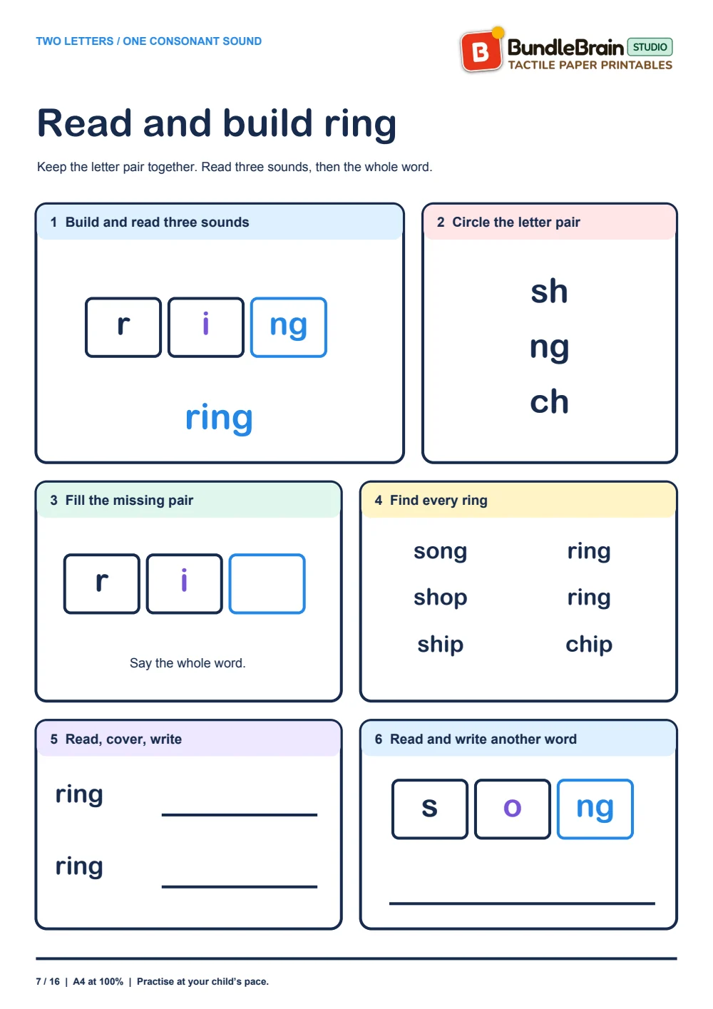 Find the ng sound unit in ring.