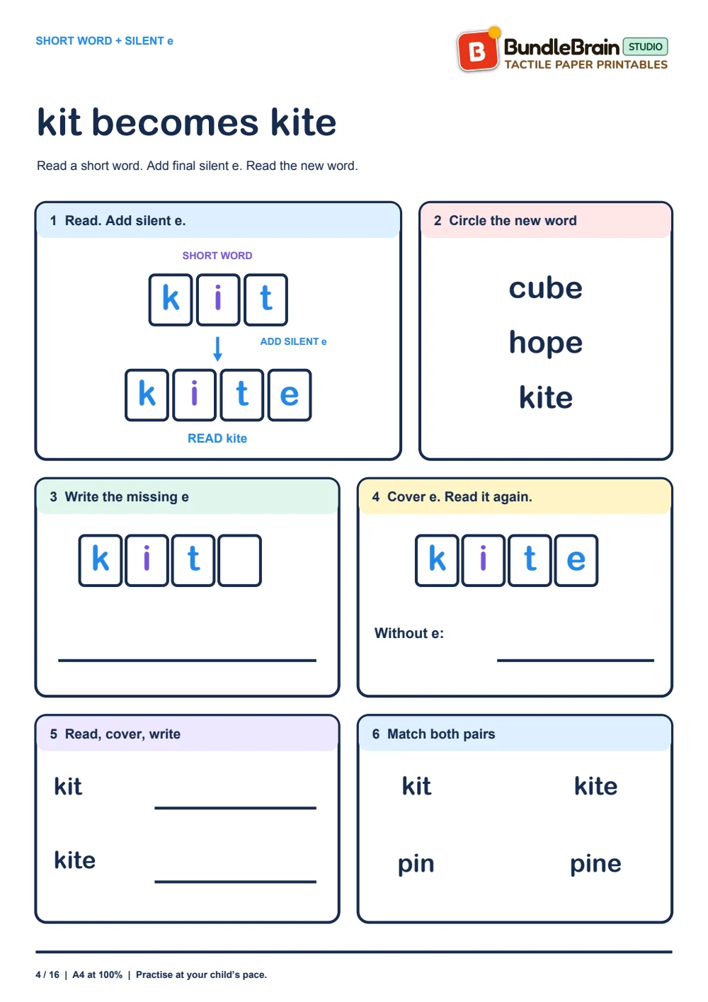 Try the kit/kite pair.