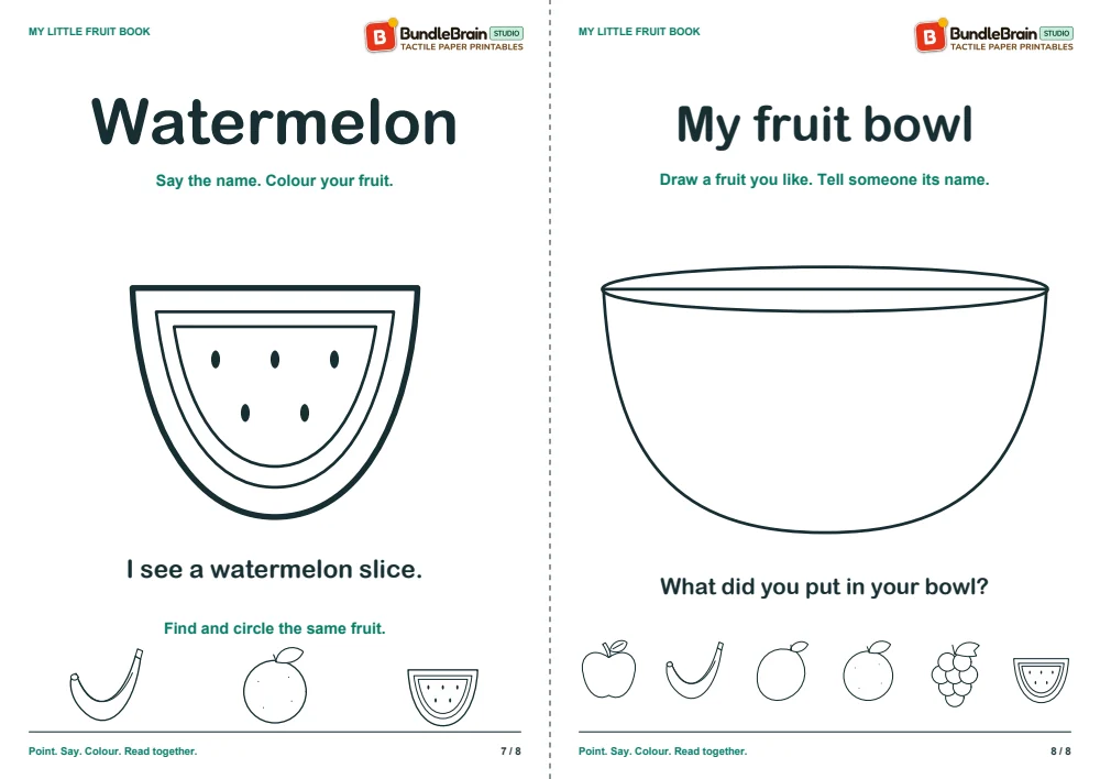 Watermelon and a page for your child's favourite fruit.