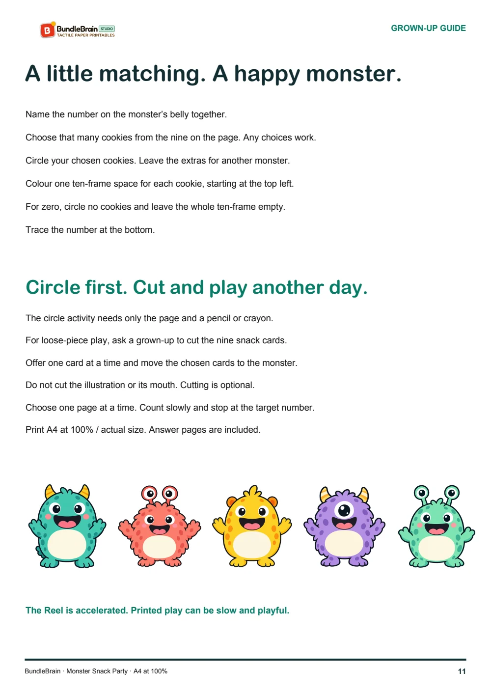 Optional cut-and-feed play and a grown-up guide.