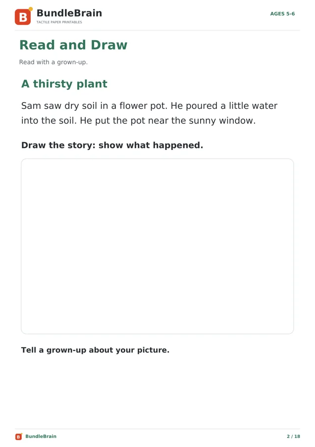Actual ages 5–6 Read and Draw story about a thirsty plant